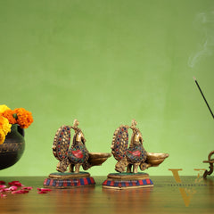 Brass superfine peacock/annam pakshi diya 5"