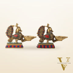 Brass superfine peacock/annam pakshi diya 5"