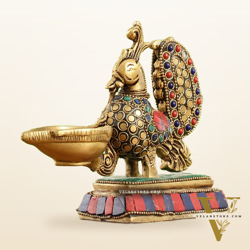 Brass superfine peacock/annam pakshi diya 5"