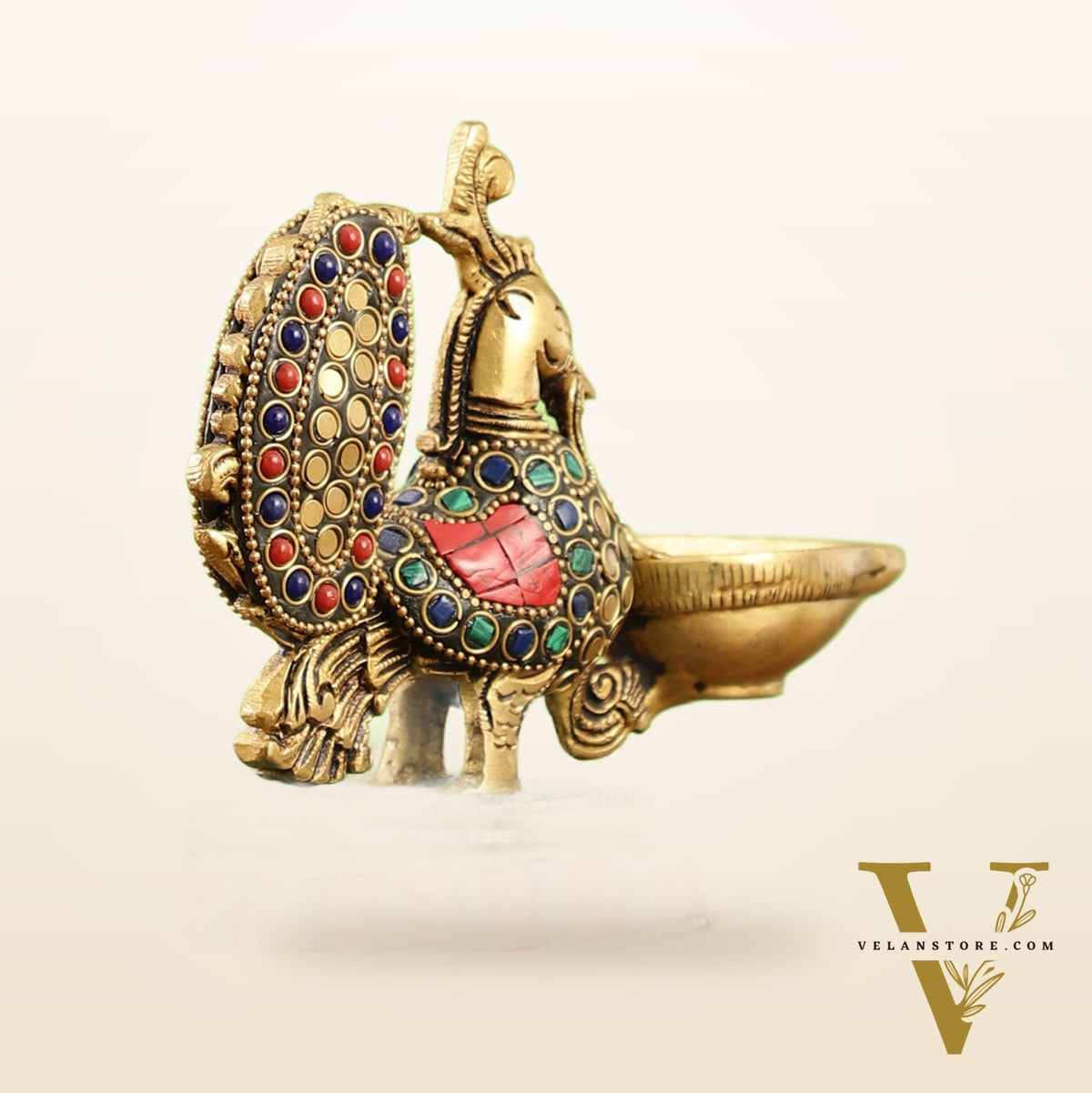 Brass superfine peacock/annam pakshi diya 5"