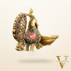 Brass superfine peacock/annam pakshi diya 5"