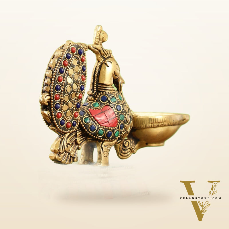 Brass superfine peacock/annam pakshi diya 5"