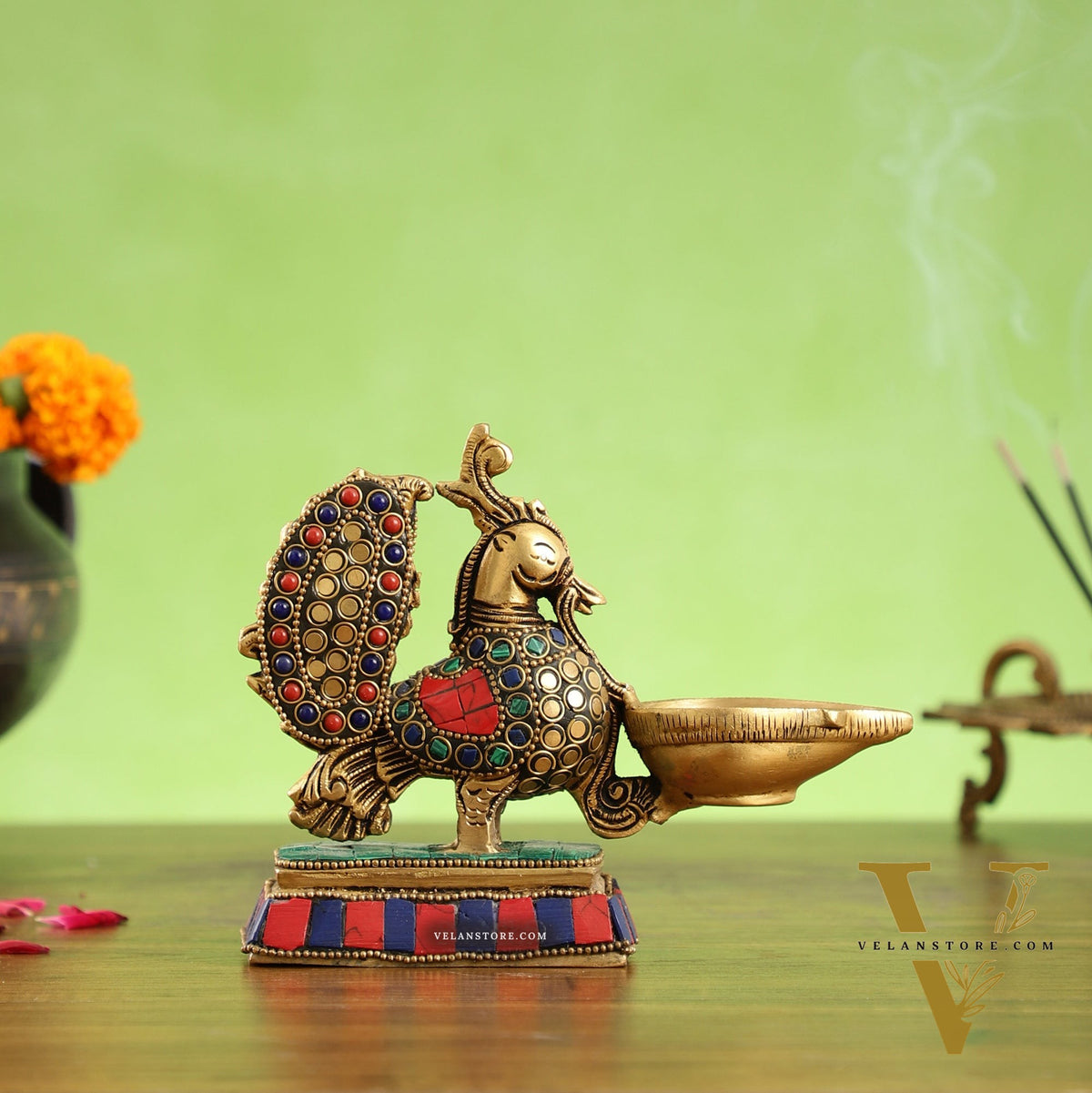 Brass superfine peacock/annam pakshi diya 5"
