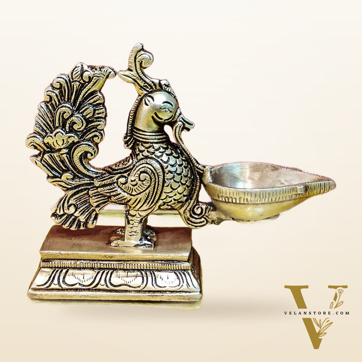 Brass superfine peacock/annam pakshi diya 5"