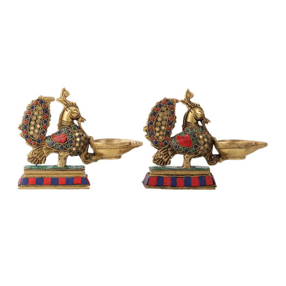 Brass superfine peacock/annam pakshi diya 5"