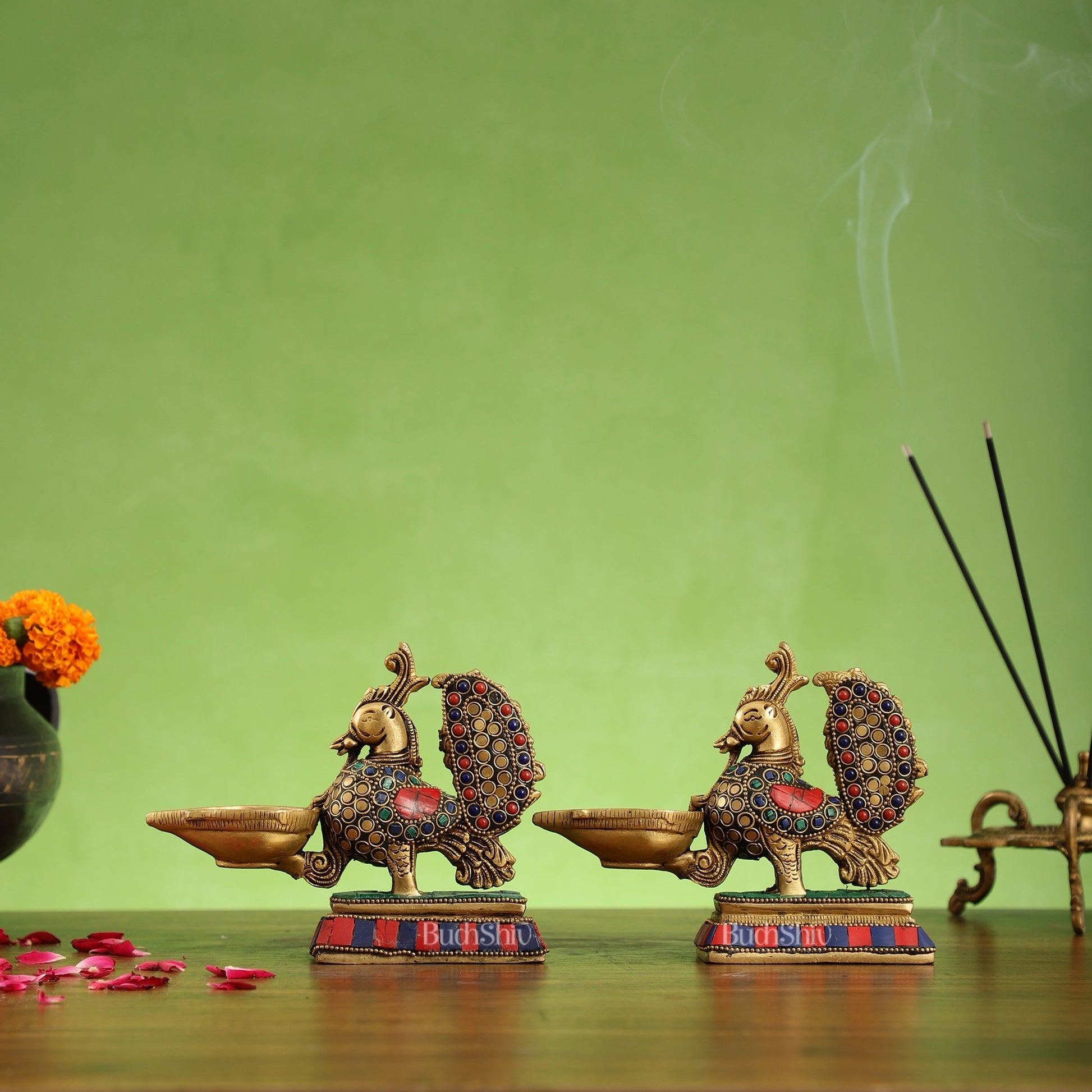 Brass superfine peacock/annam pakshi diya 5"