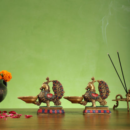 Brass superfine peacock/annam pakshi diya 5"