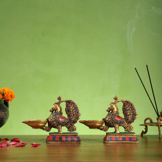 Brass superfine peacock/annam pakshi diya 5"