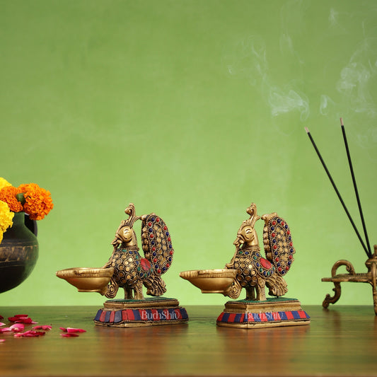 Brass superfine peacock/annam pakshi diya 5"