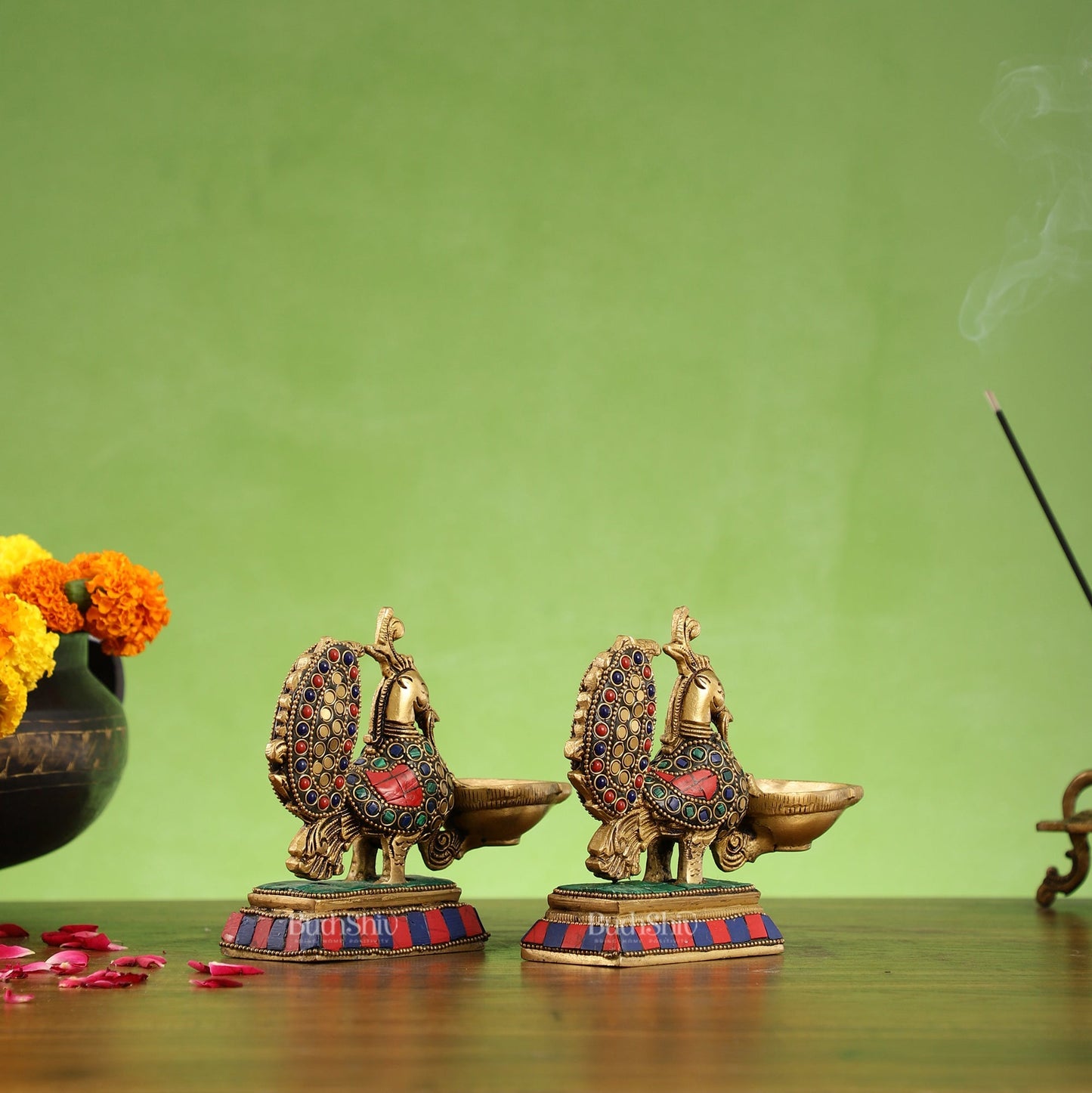 Brass superfine peacock/annam pakshi diya 5"