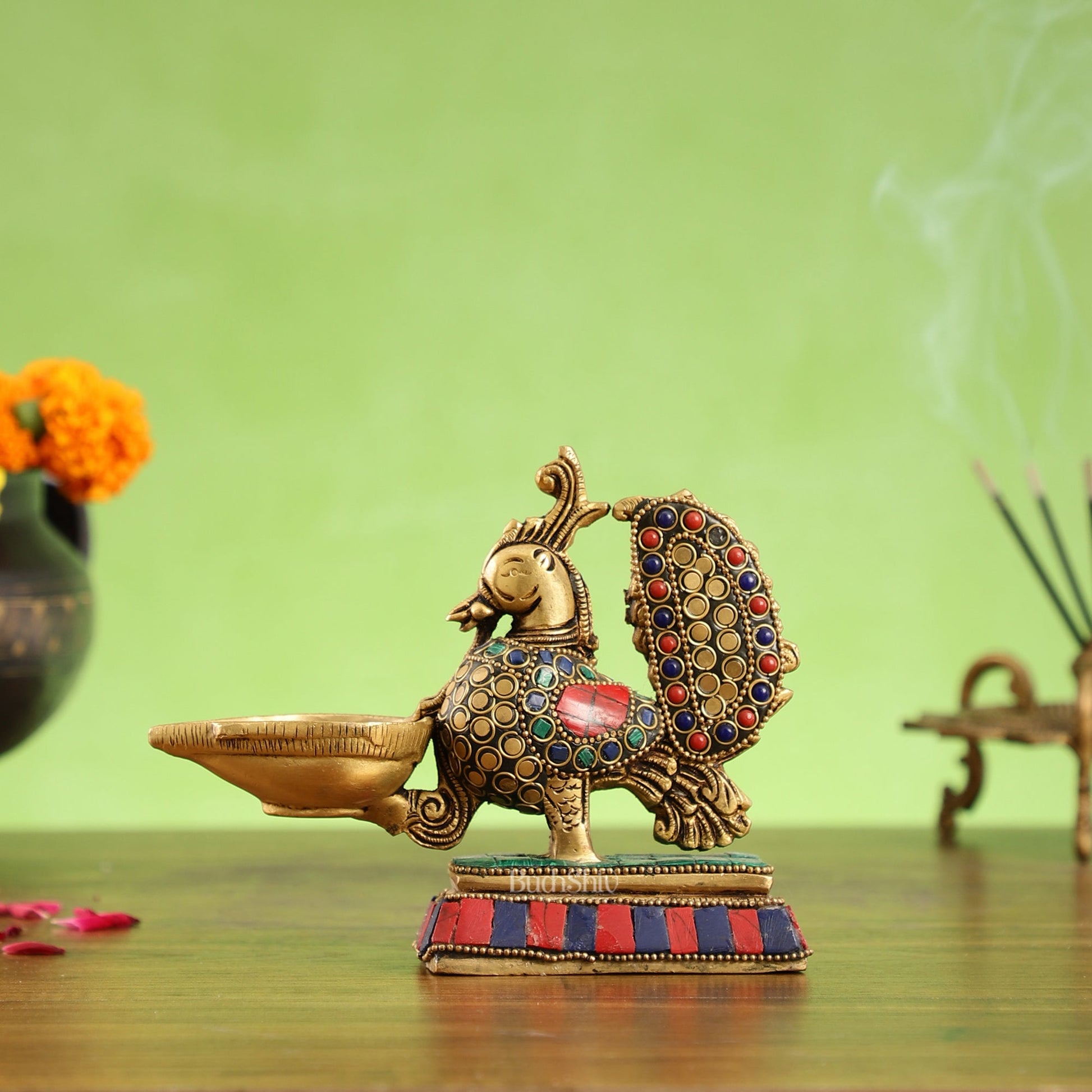 Brass superfine peacock/annam pakshi diya 5"
