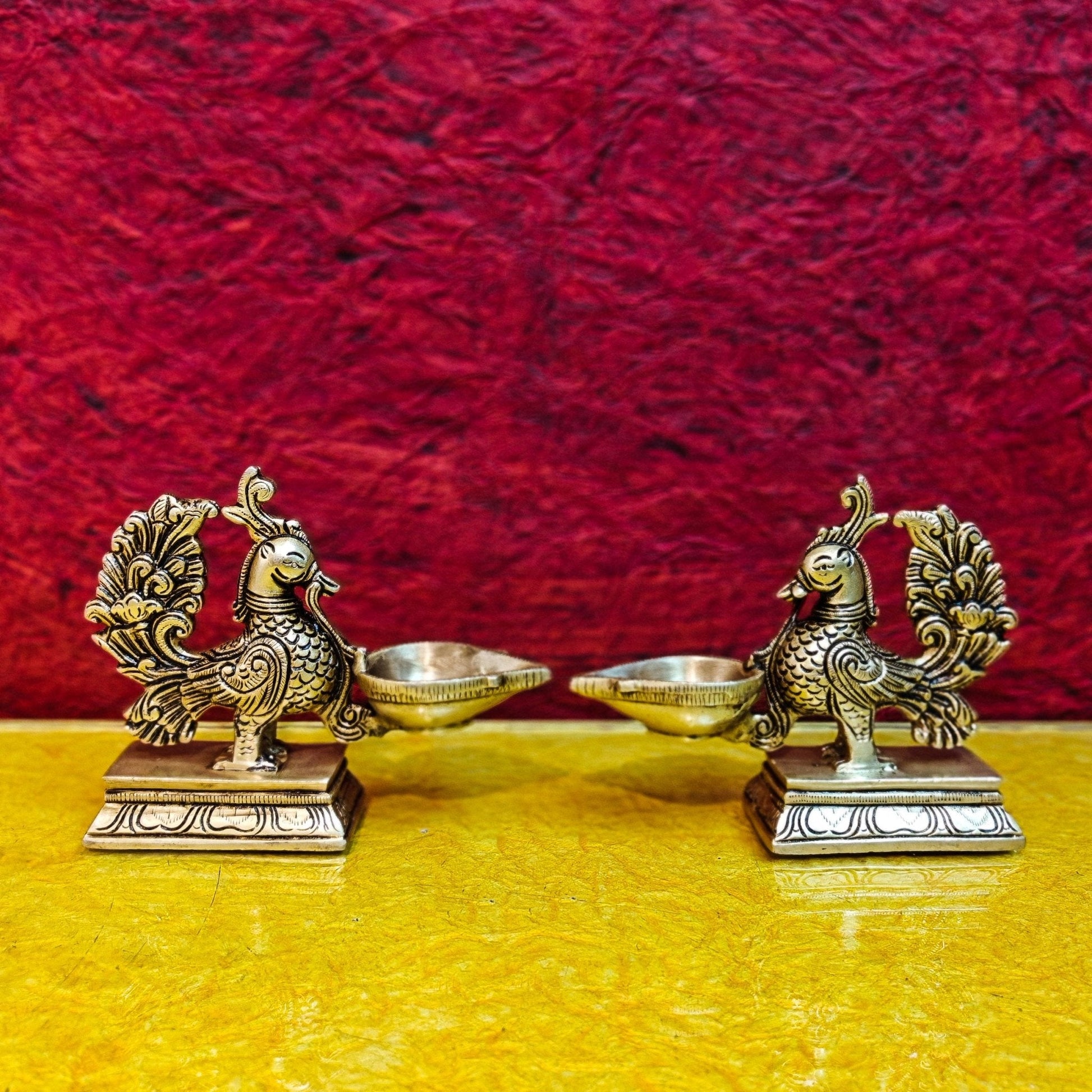 Brass superfine peacock/annam pakshi diya 5"