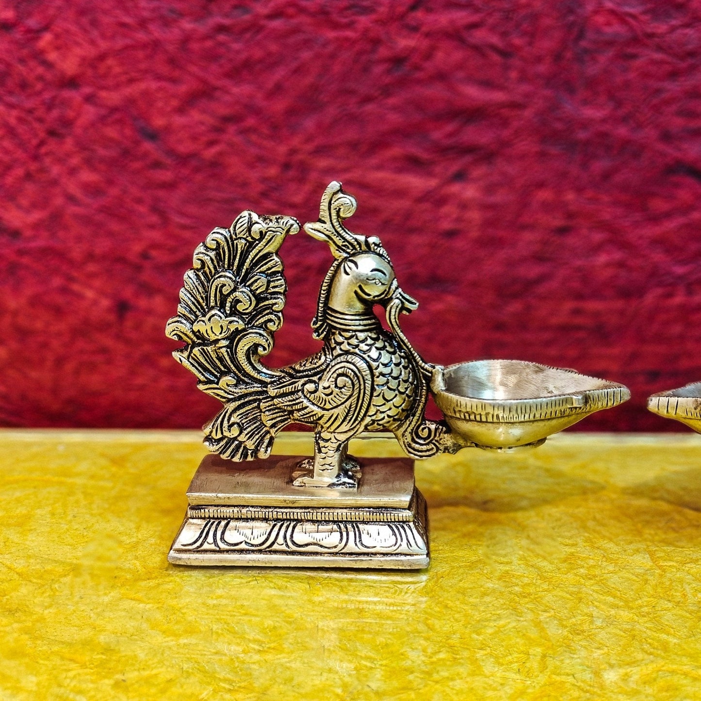 Brass superfine peacock/annam pakshi diya 5"