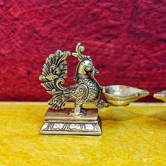 Brass superfine peacock/annam pakshi diya 5"