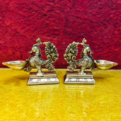 Brass superfine peacock/annam pakshi diya 5"