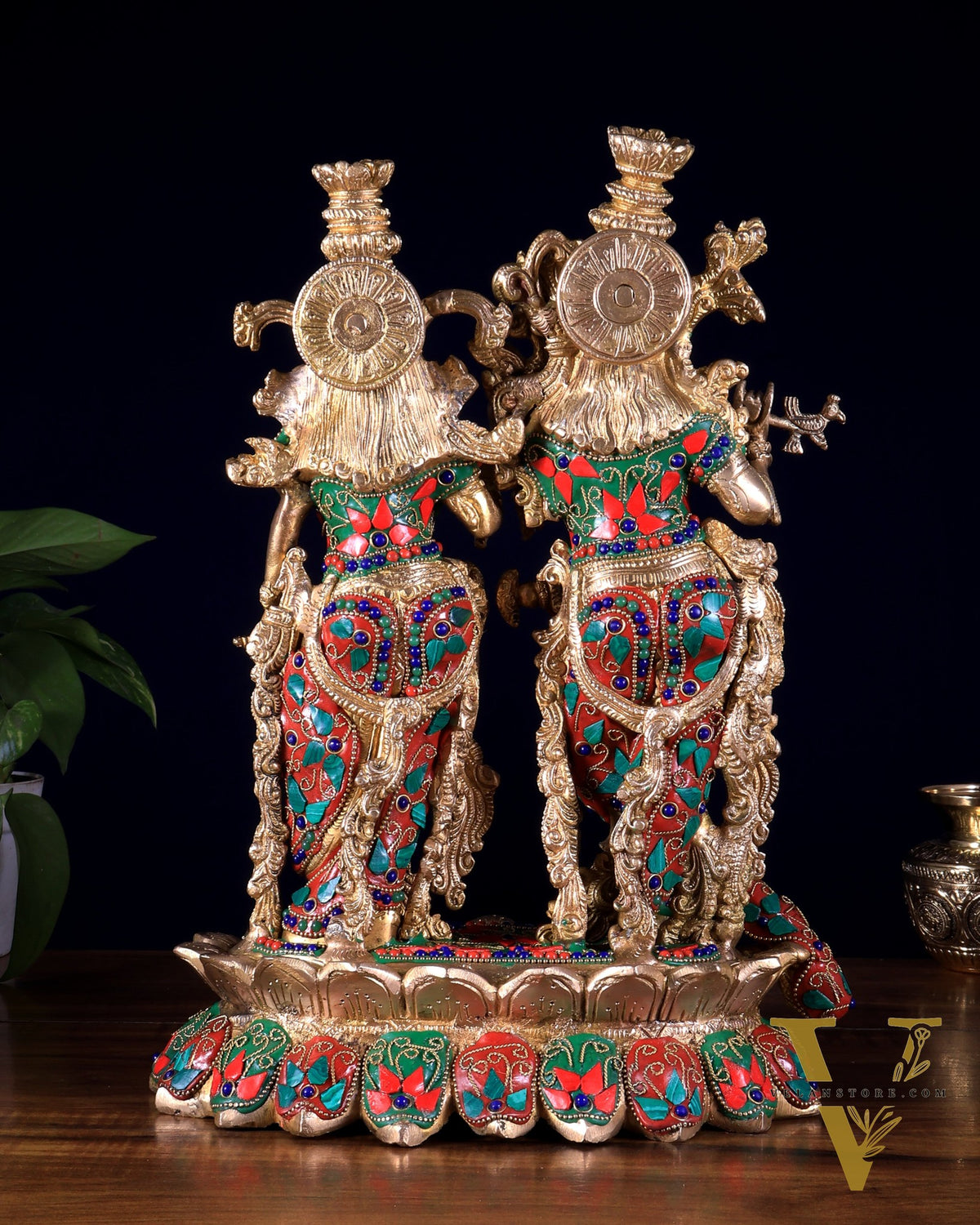 Brass Superfine Radha Krishna 14 inch meenakari sculpture