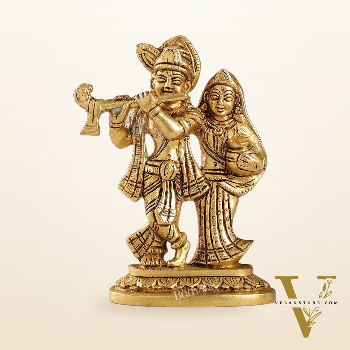 Brass Superfine Radha Krishna Statue | Height 5 Inch antique