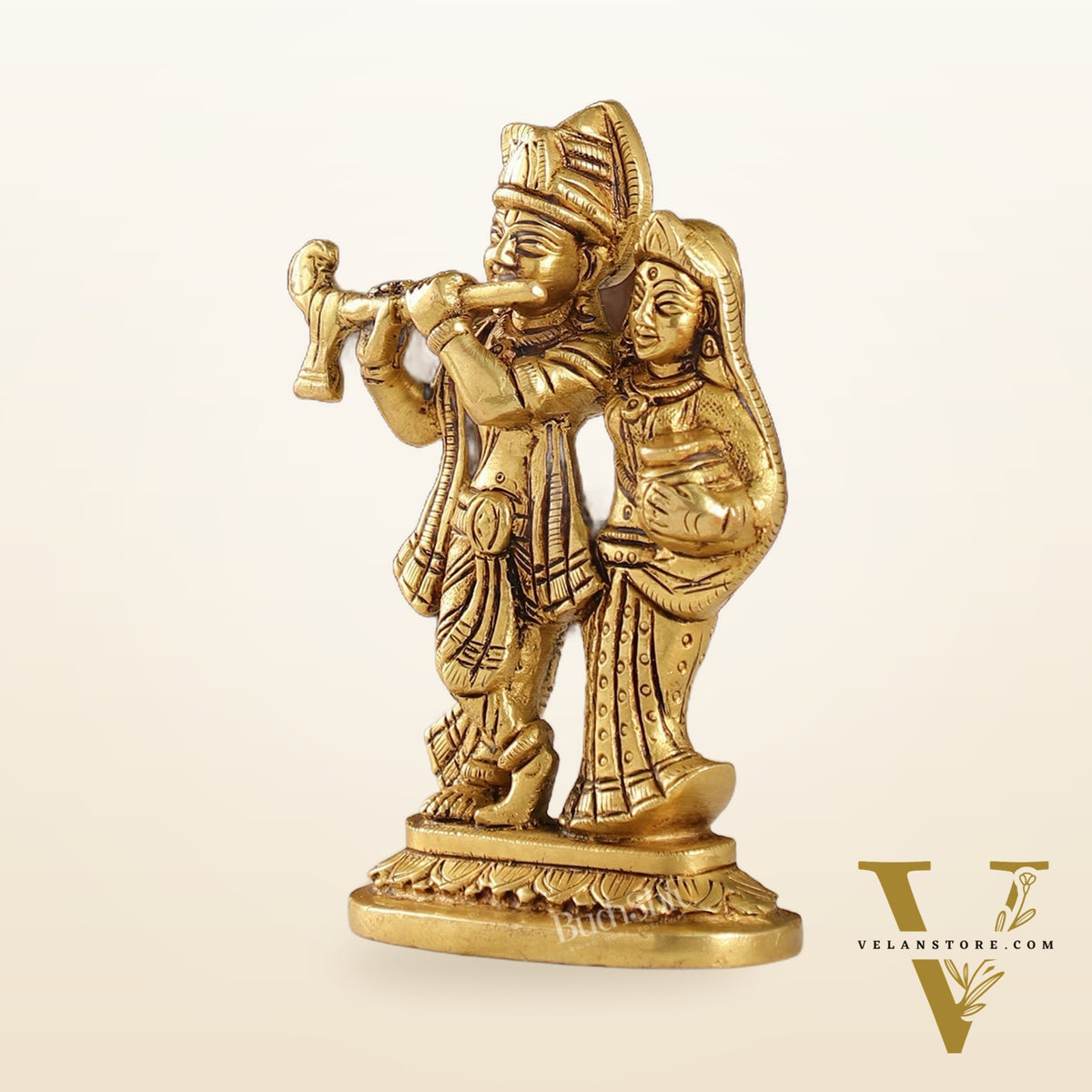 Brass Superfine Radha Krishna Statue | Height 5 Inch antique
