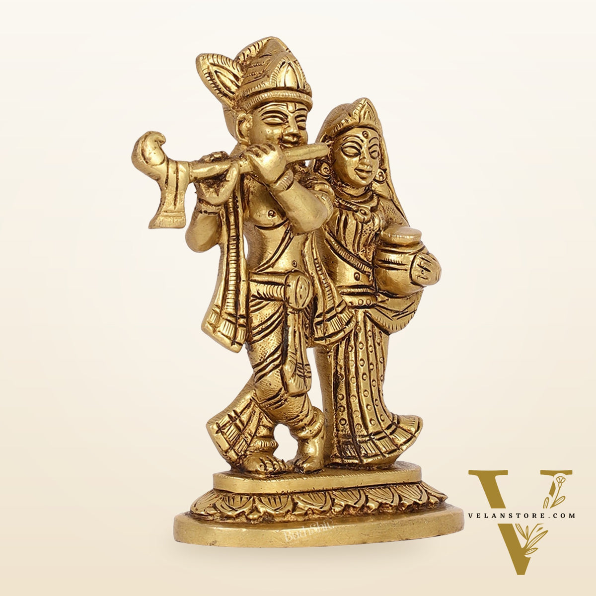 Brass Superfine Radha Krishna Statue | Height 5 Inch antique