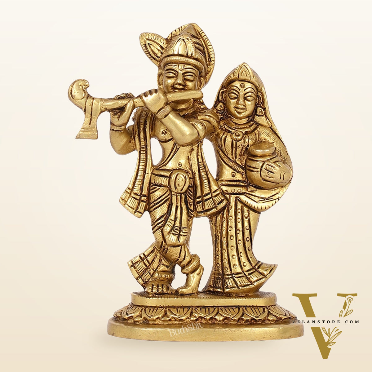 Brass Superfine Radha Krishna Statue | Height 5 Inch antique