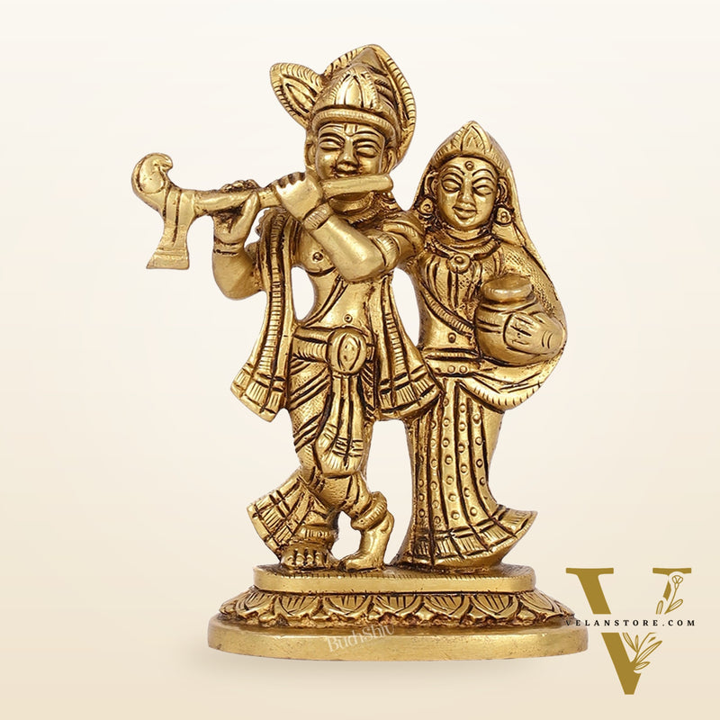 Brass Superfine Radha Krishna Statue | Height 5 Inch antique
