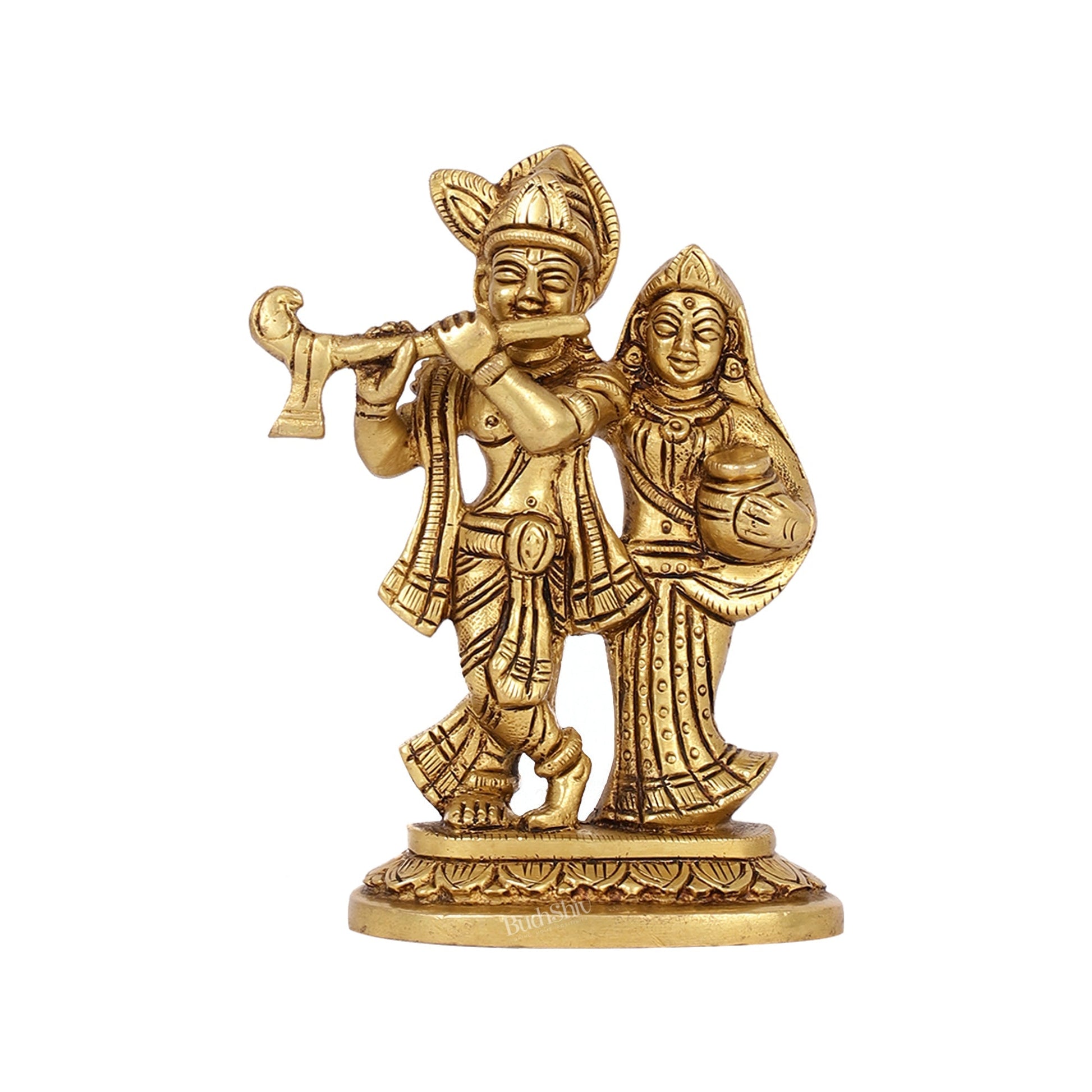 Brass Superfine Radha Krishna Statue | Height 5 Inch antique