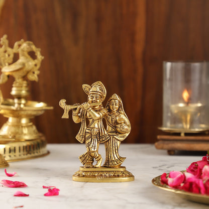 Brass Superfine Radha Krishna Statue | Height 5 Inch antique