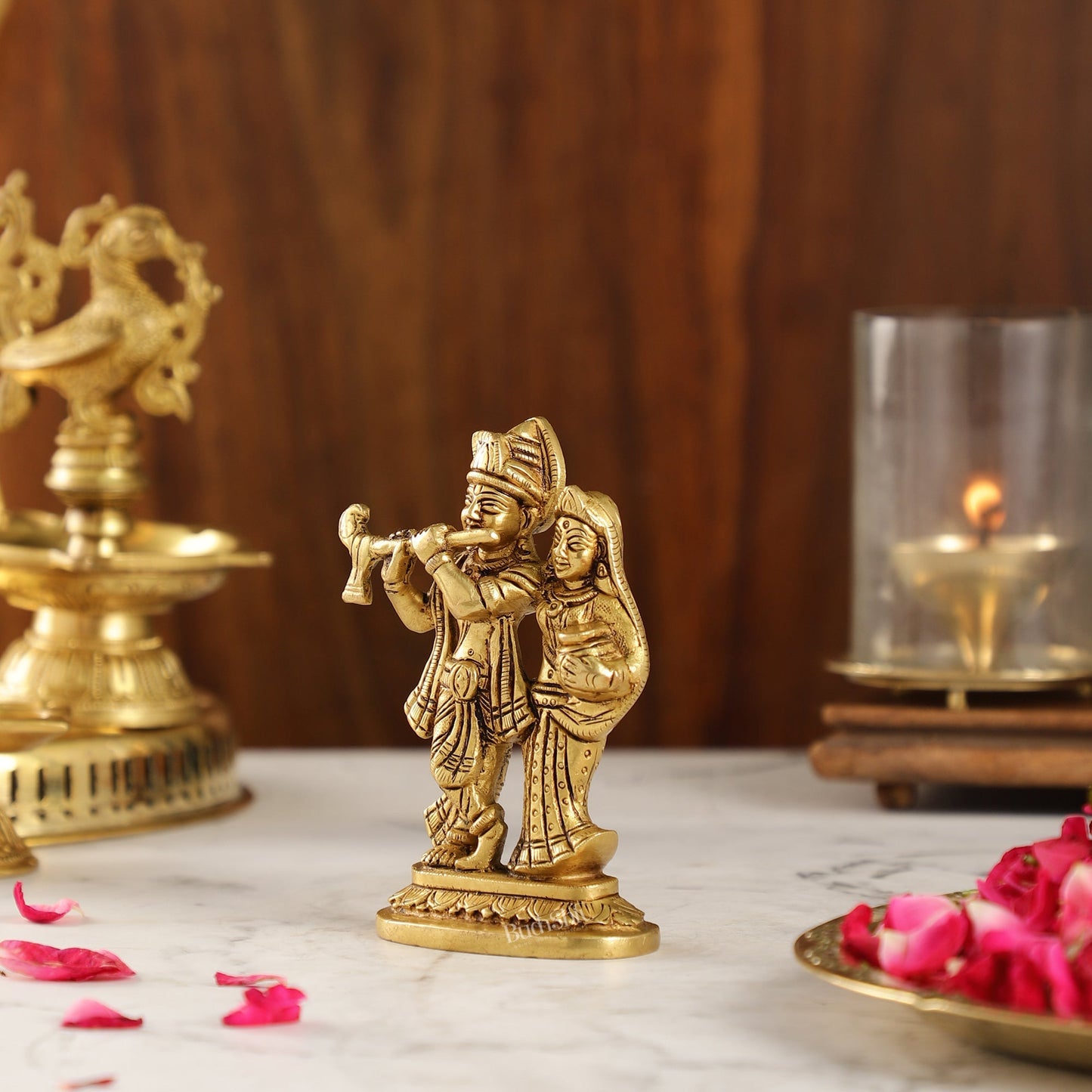 Brass Superfine Radha Krishna Statue | Height 5 Inch antique