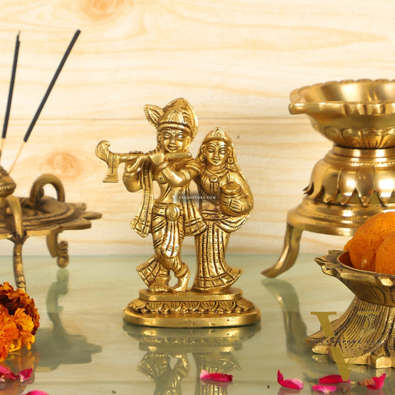 Brass Superfine Radha Krishna Statue | Height 5 Inch