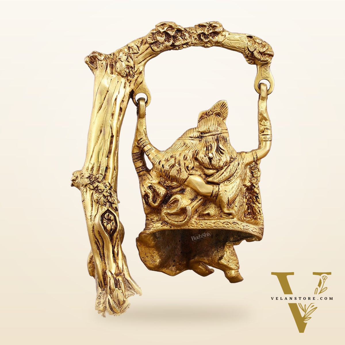 Brass Superfine Radha Krishna Swing Hanging Statue - 10.5" Realistic Depiction