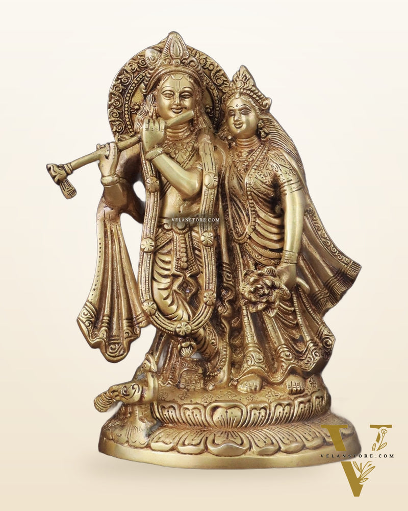 Brass Superfine Radha Krishna together idol - 12 inches