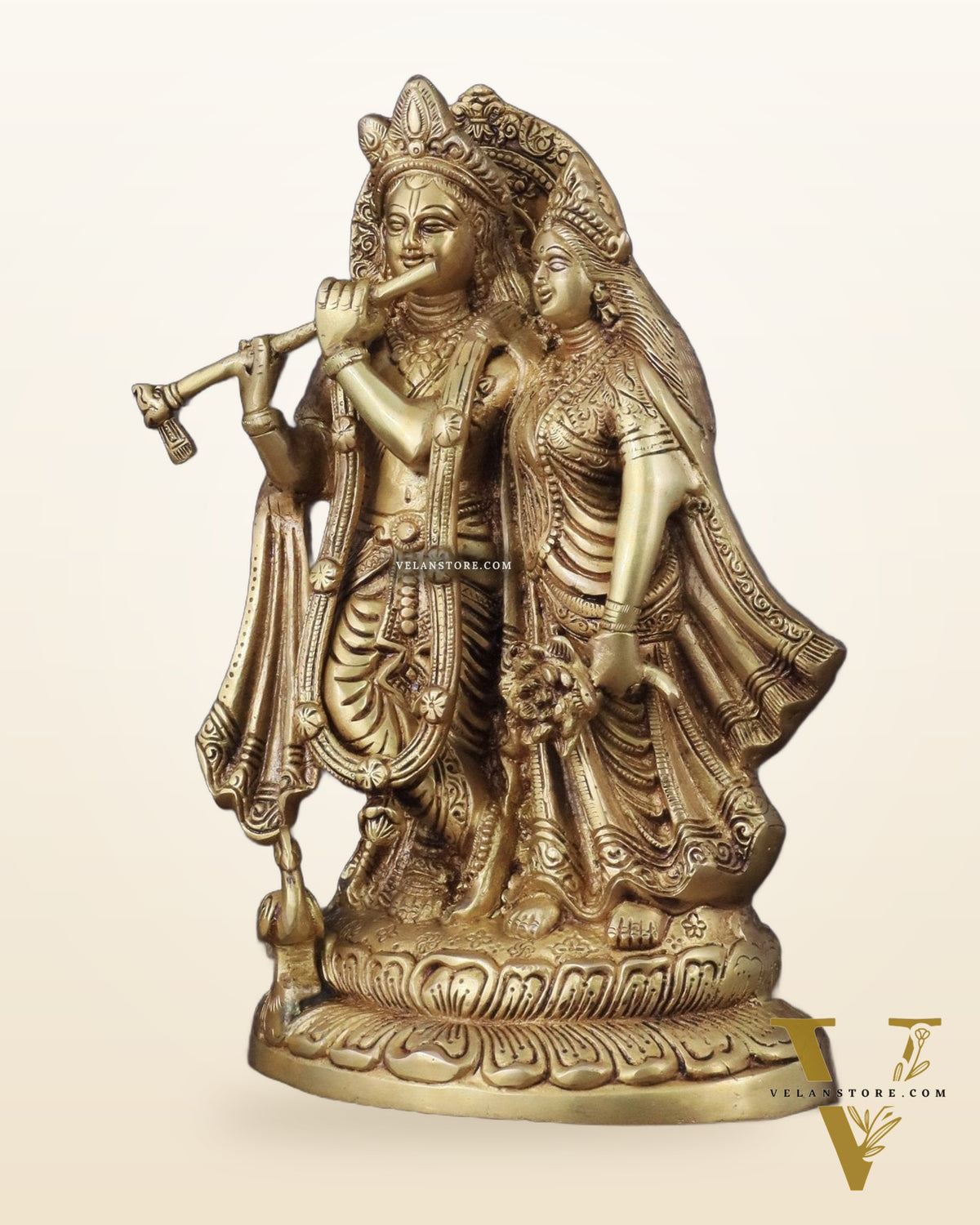 Brass Superfine Radha Krishna together idol - 12 inches