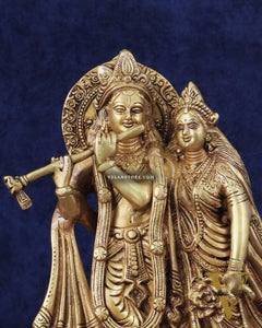 Brass Superfine Radha Krishna together idol - 12 inches