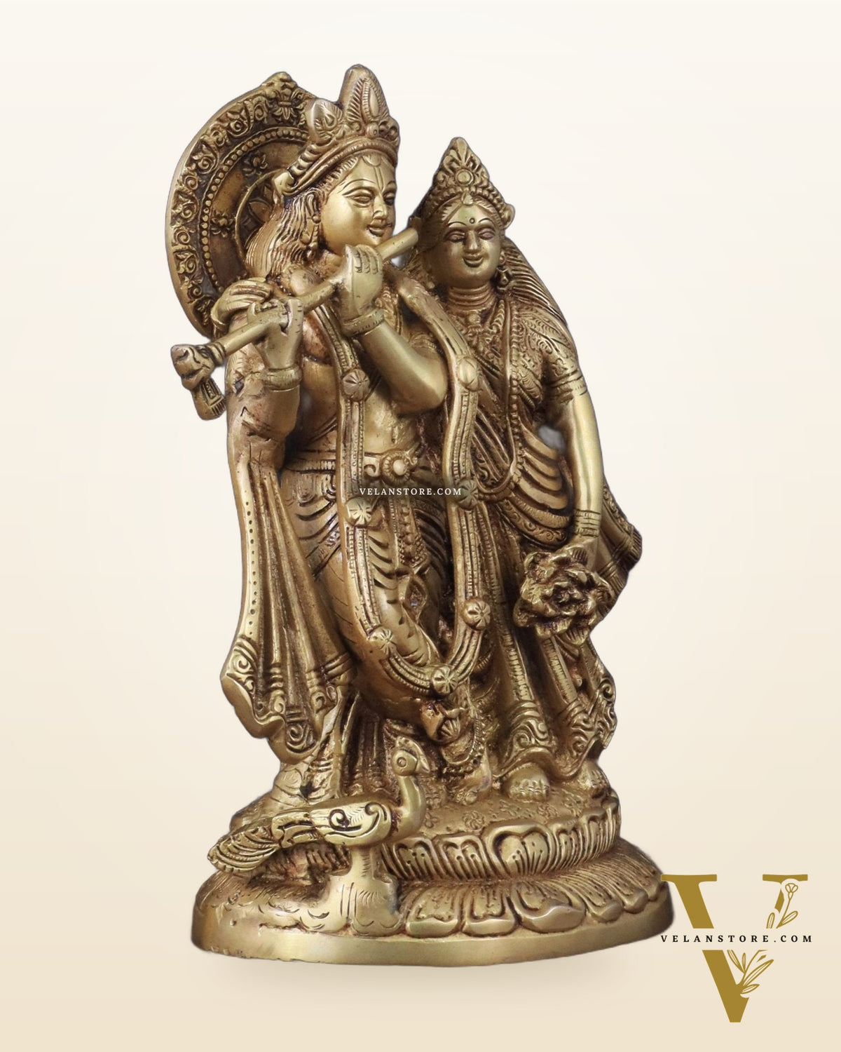 Brass Superfine Radha Krishna together idol - 12 inches