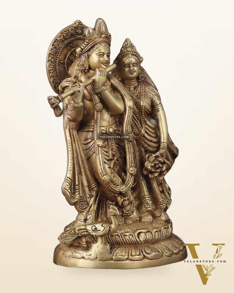 Brass Superfine Radha Krishna together idol - 12 inches