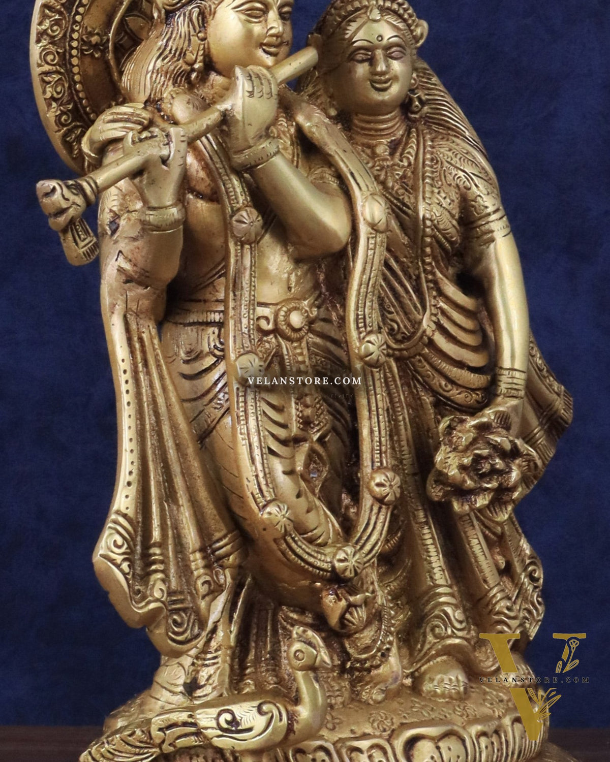 Brass Superfine Radha Krishna together idol - 12 inches