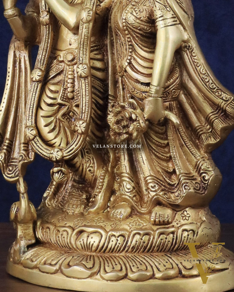 Brass Superfine Radha Krishna together idol - 12 inches