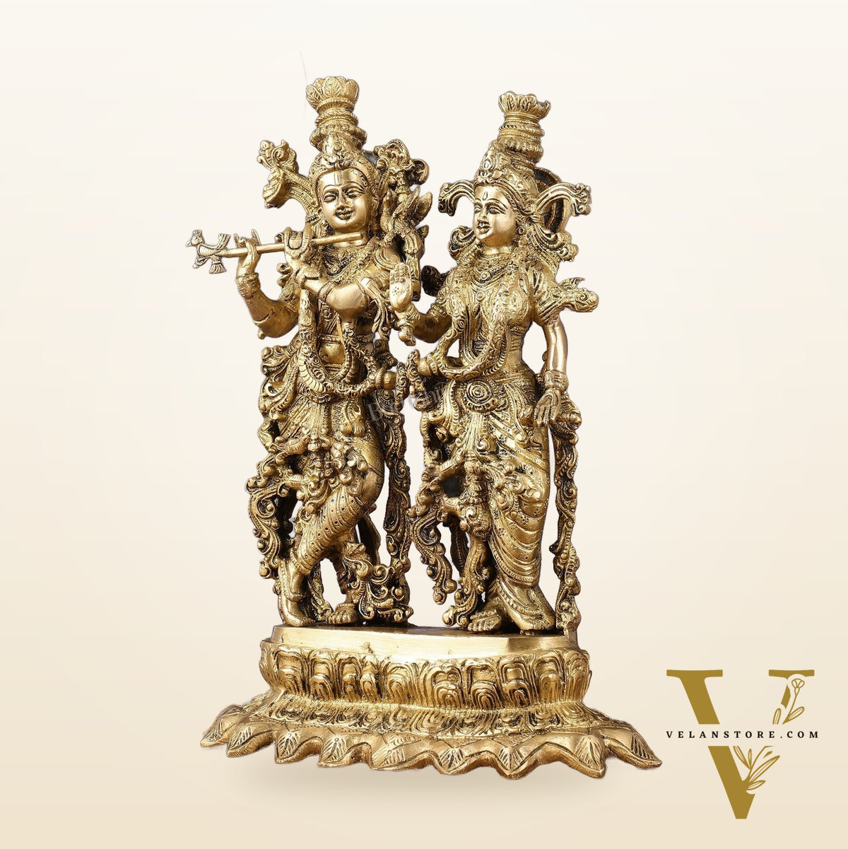 Brass Superfine Radha Krishna together statue 14 inch