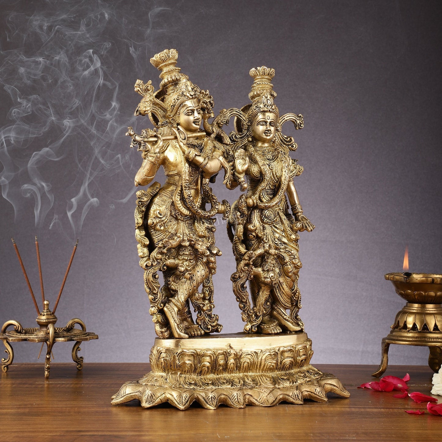 Brass Superfine Radha Krishna together statue 14 inch
