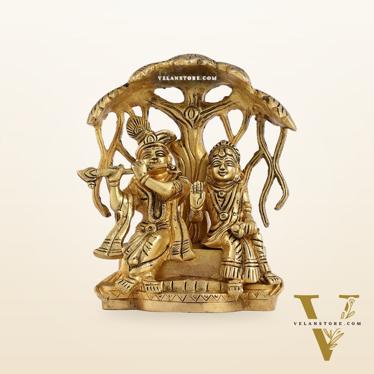 Brass Superfine Radha Krishna Under Kalpavriksha - 6.5x6x3