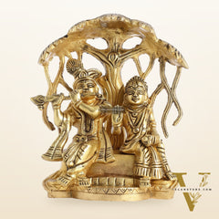 Brass Superfine Radha Krishna Under Kalpavriksha - 6.5x6x3