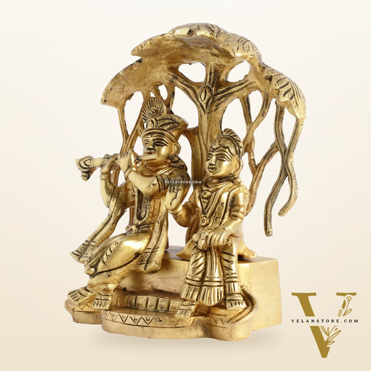 Brass Superfine Radha Krishna Under Kalpavriksha - 6.5x6x3