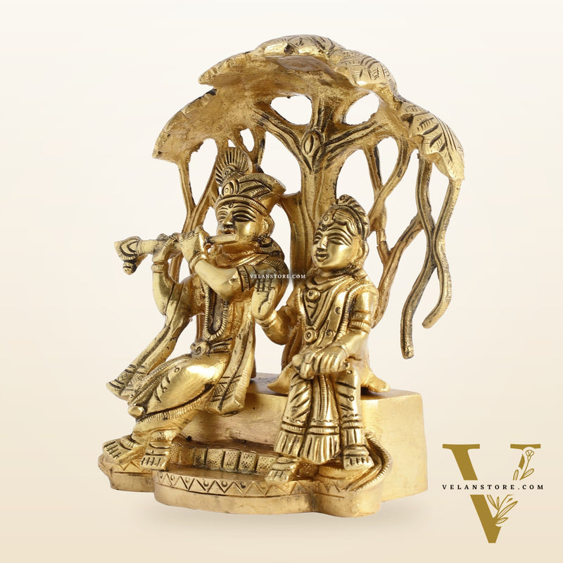 Brass Superfine Radha Krishna Under Kalpavriksha - 6.5x6x3