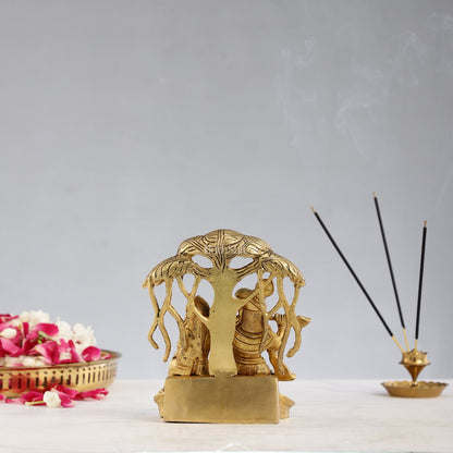 Brass Superfine Radha Krishna Under Kalpavriksha - 6.5x6x3