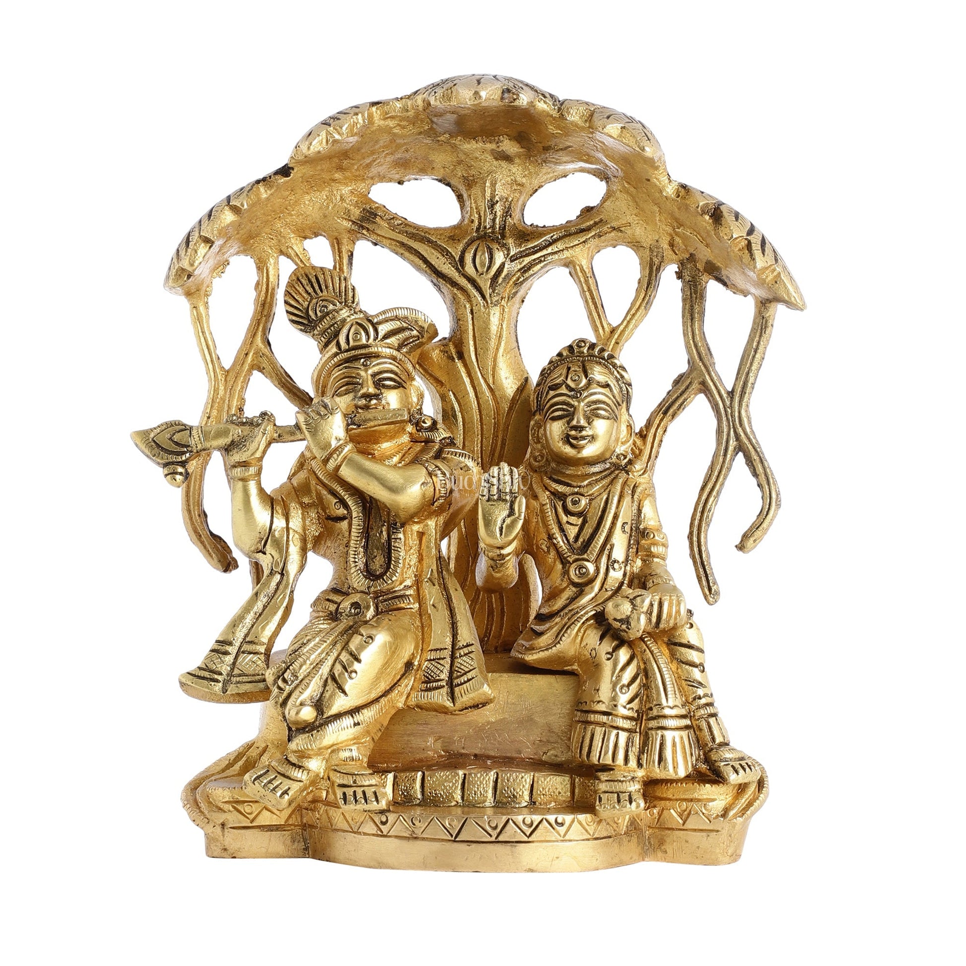 Brass Superfine Radha Krishna Under Kalpavriksha - 6.5x6x3