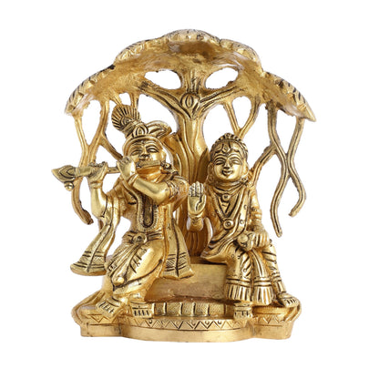 Brass Superfine Radha Krishna Under Kalpavriksha - 6.5x6x3