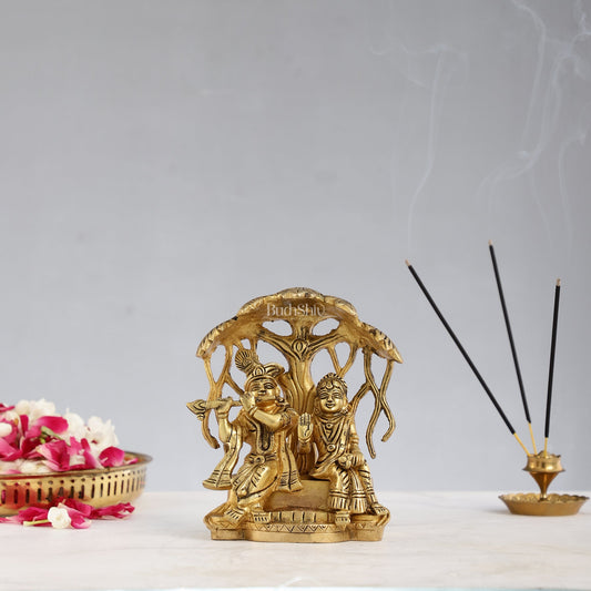 Brass Superfine Radha Krishna Under Kalpavriksha - 6.5x6x3