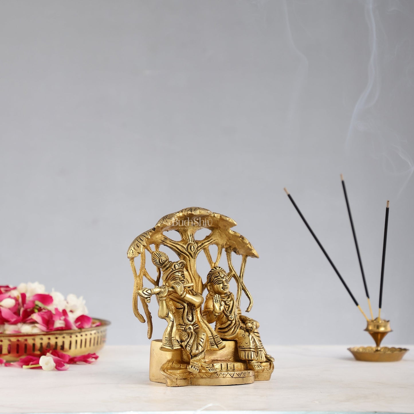 Brass Superfine Radha Krishna Under Kalpavriksha - 6.5x6x3