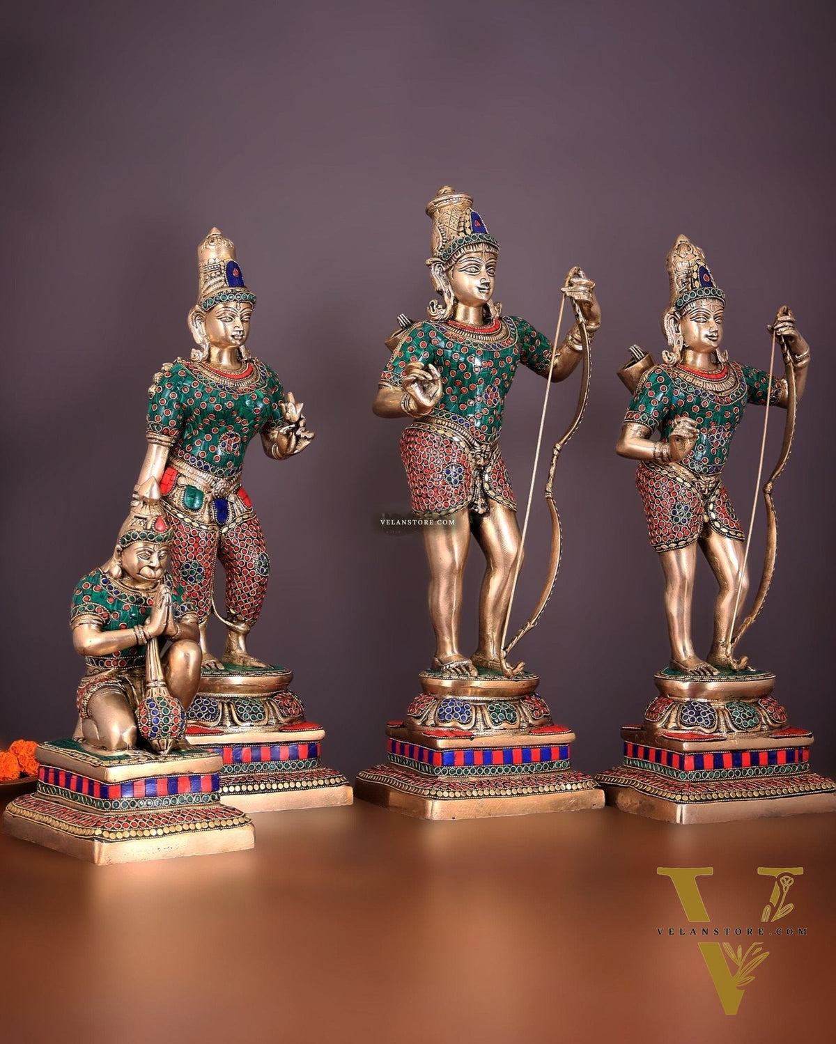Brass Superfine Ram Darbar 23 inch/ 2 feet meenakari Stonework