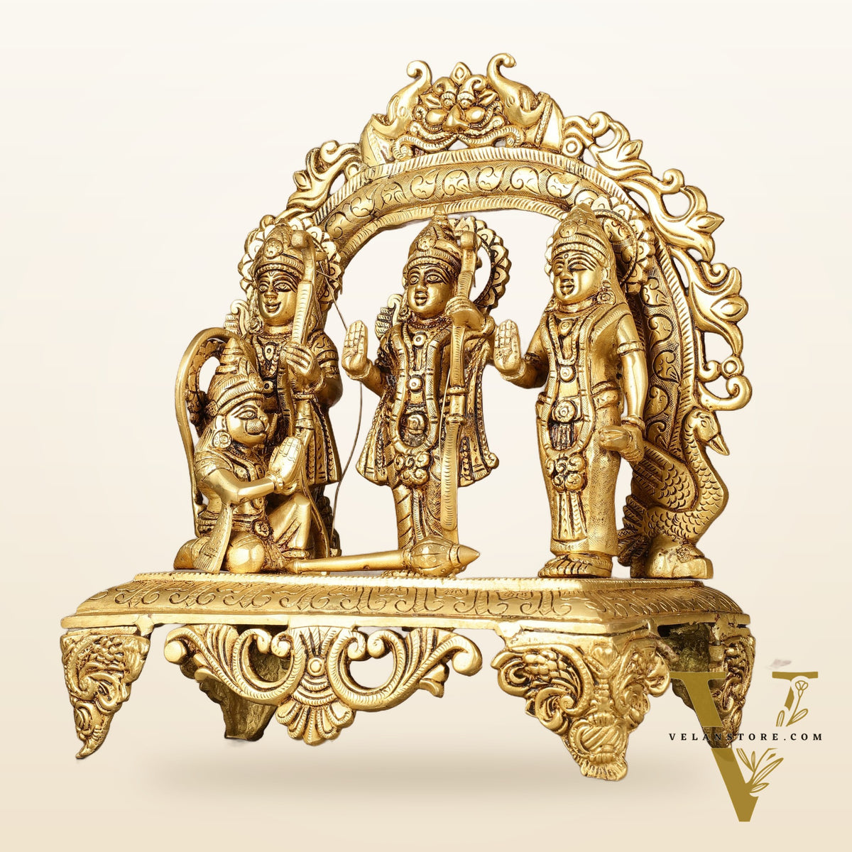 Brass Superfine Ram Darbar - Majestic 13-Inch Sculpture